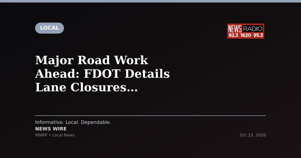 Major Road Work Ahead: FDOT Details Lane Closures Across Escambia, Santa Rosa This Week