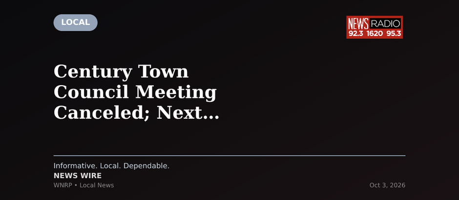 Century Town Council Meeting Canceled; Next Scheduled for October 20