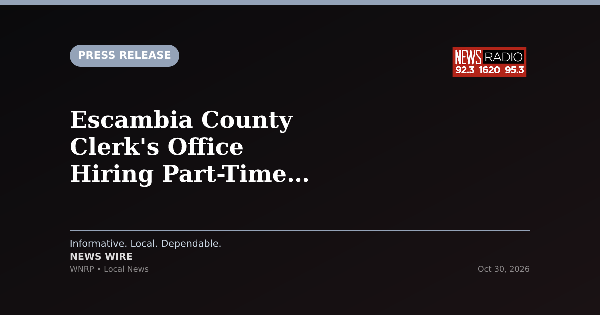 Escambia County Clerk's Office Hiring Part-Time Student Assistant