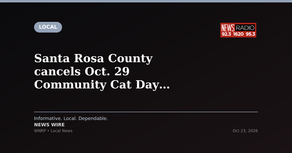 Santa Rosa County cancels Oct. 29 Community Cat Day event