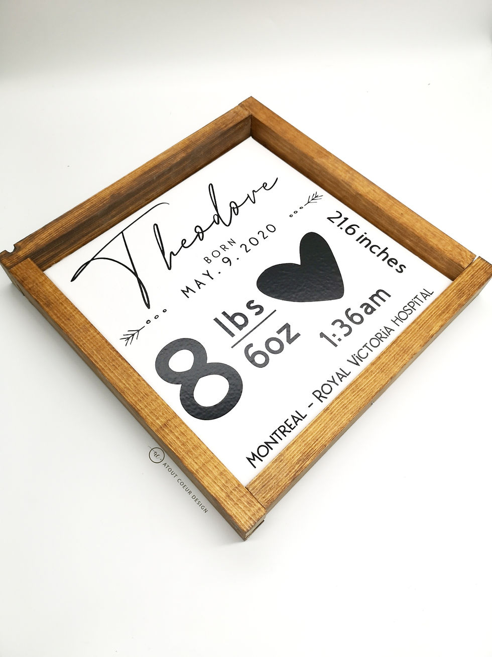Thumbnail: Baby birth stats - Wood sign frame decor