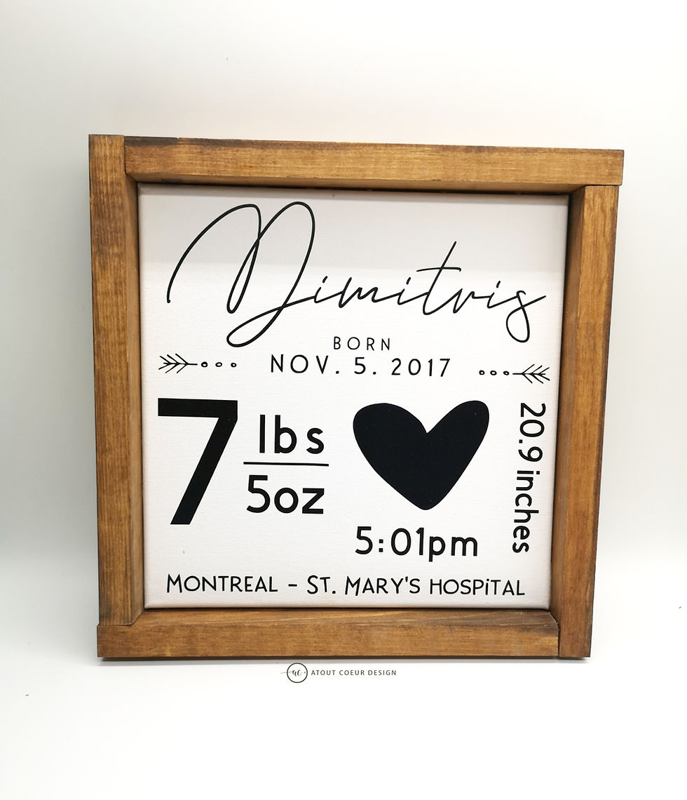 Thumbnail: Baby birth stats - Wood sign frame decor