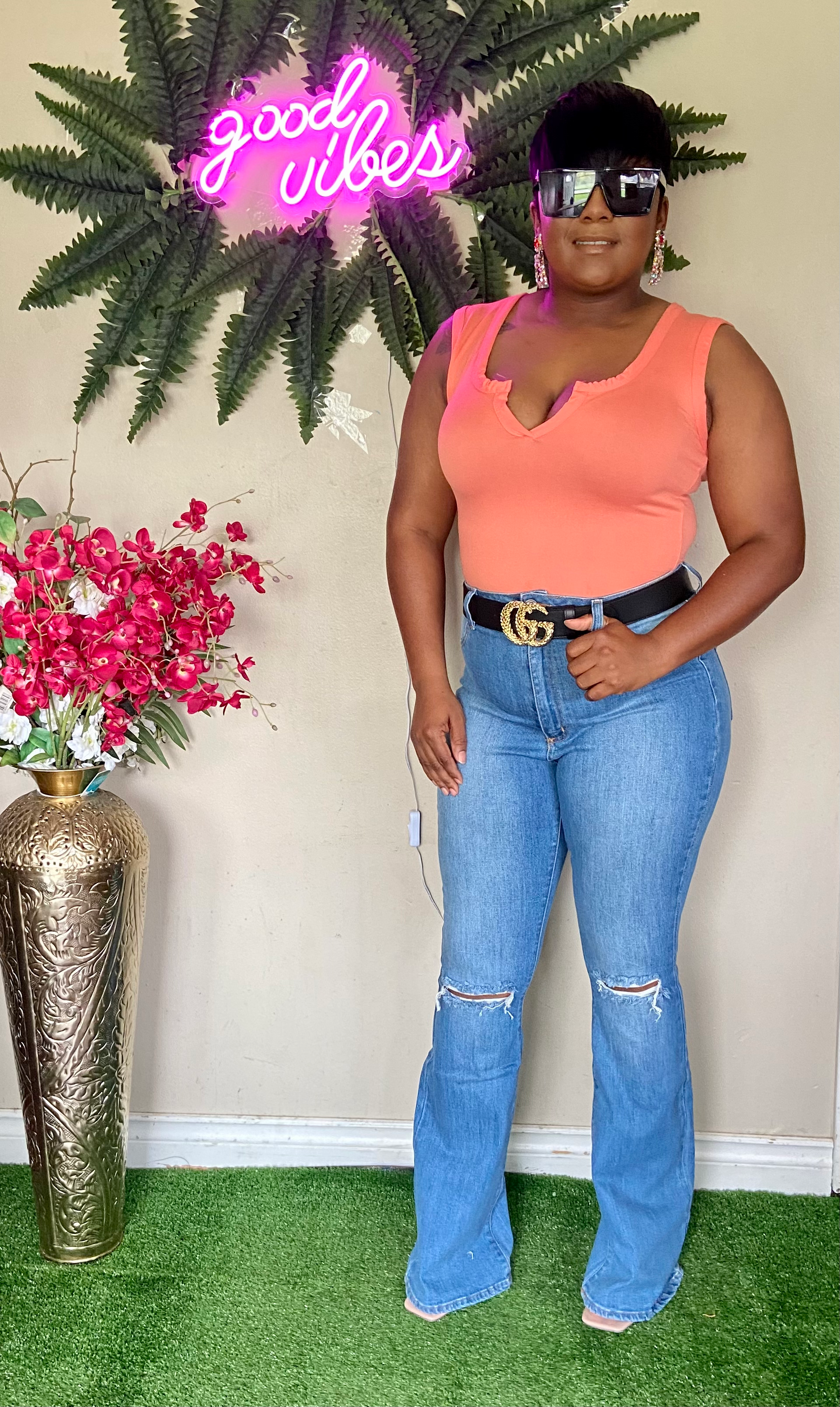 Light denim flare jeans 