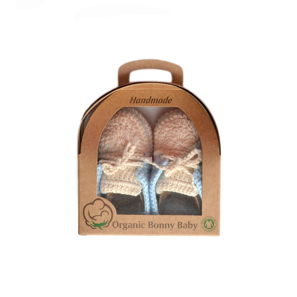 Thumbnail: Organic cotton handmade crochet baby sport shoes blue
