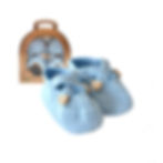 Organic cotton handmade crochet baby shoes with straps blue