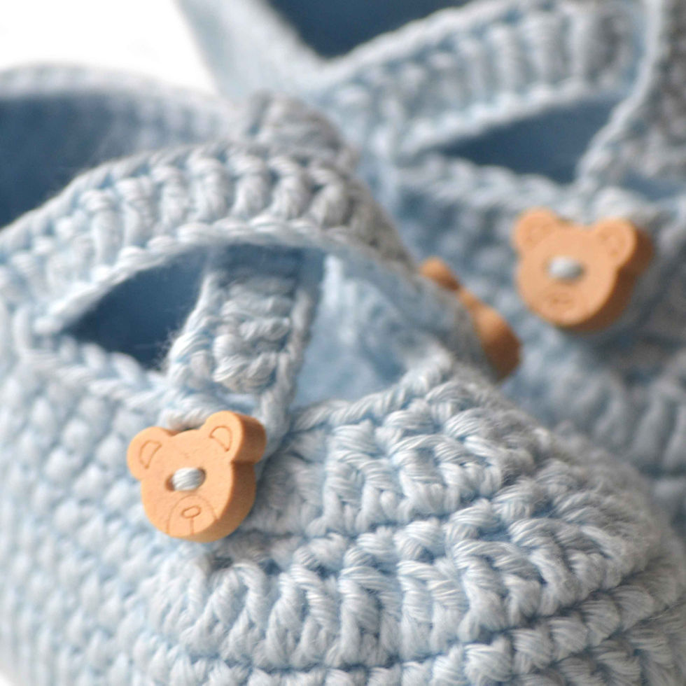 Miniatura: Organic cotton handmade crochet baby shoes with straps blue