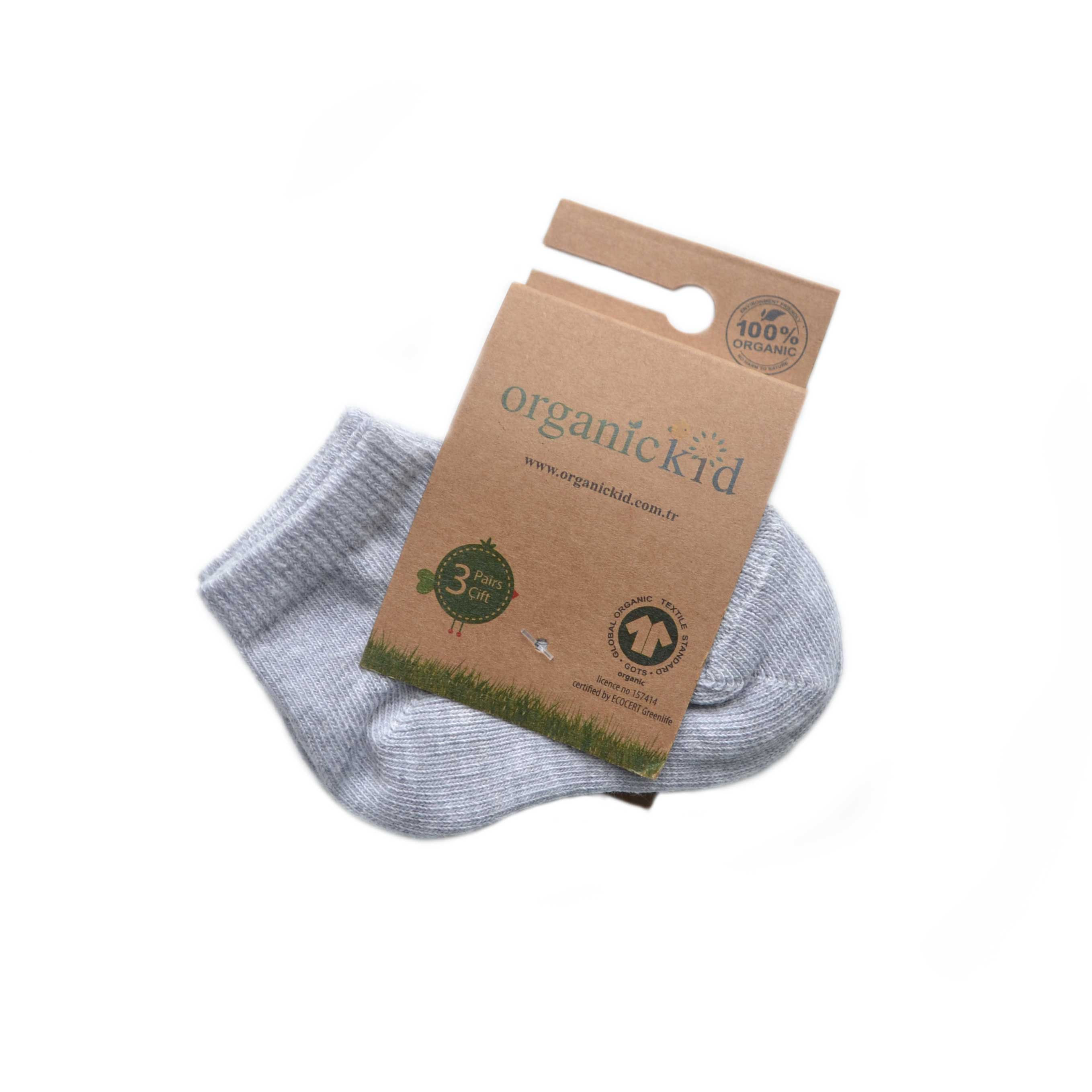 3-pack Organic Cotton Baby Socks Gray