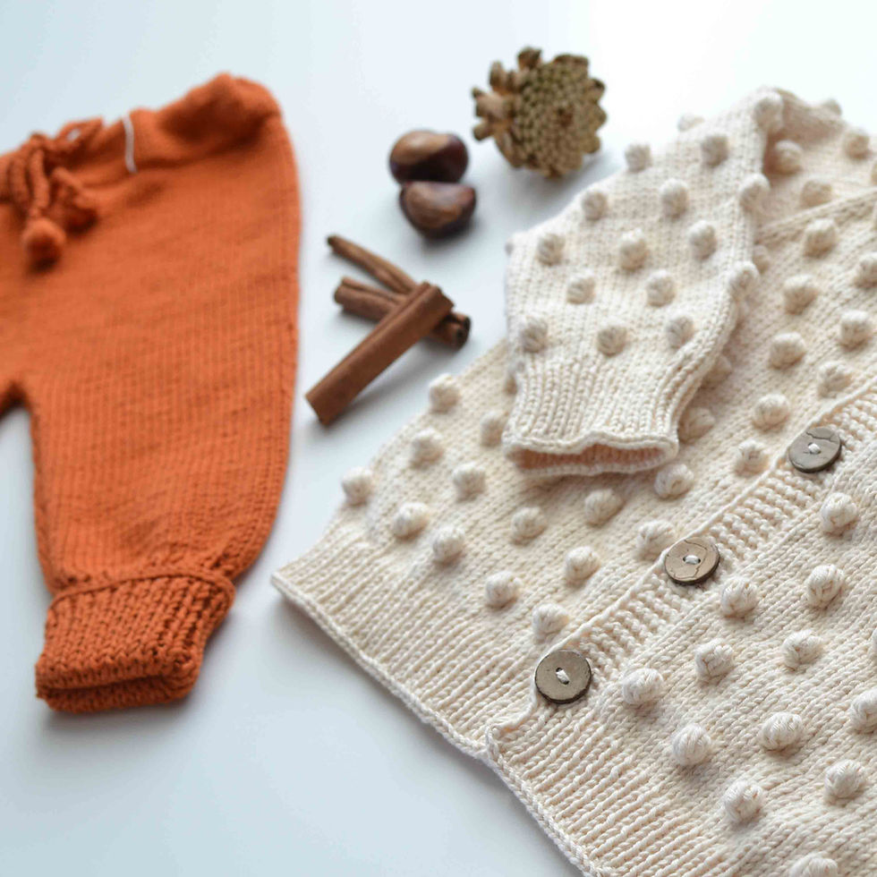 Miniatura: Organic cotton hand knit baby pants