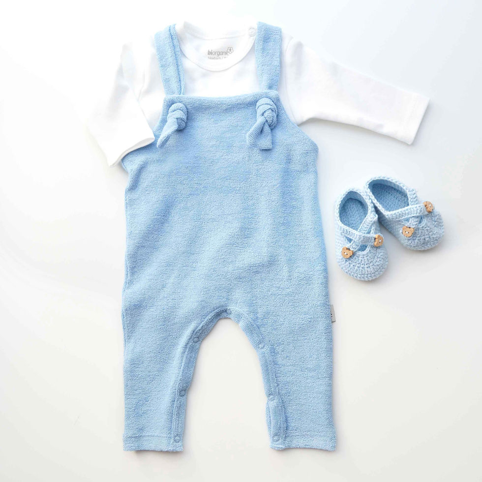 Thumbnail: Organic Cotton Baby Romper Blue