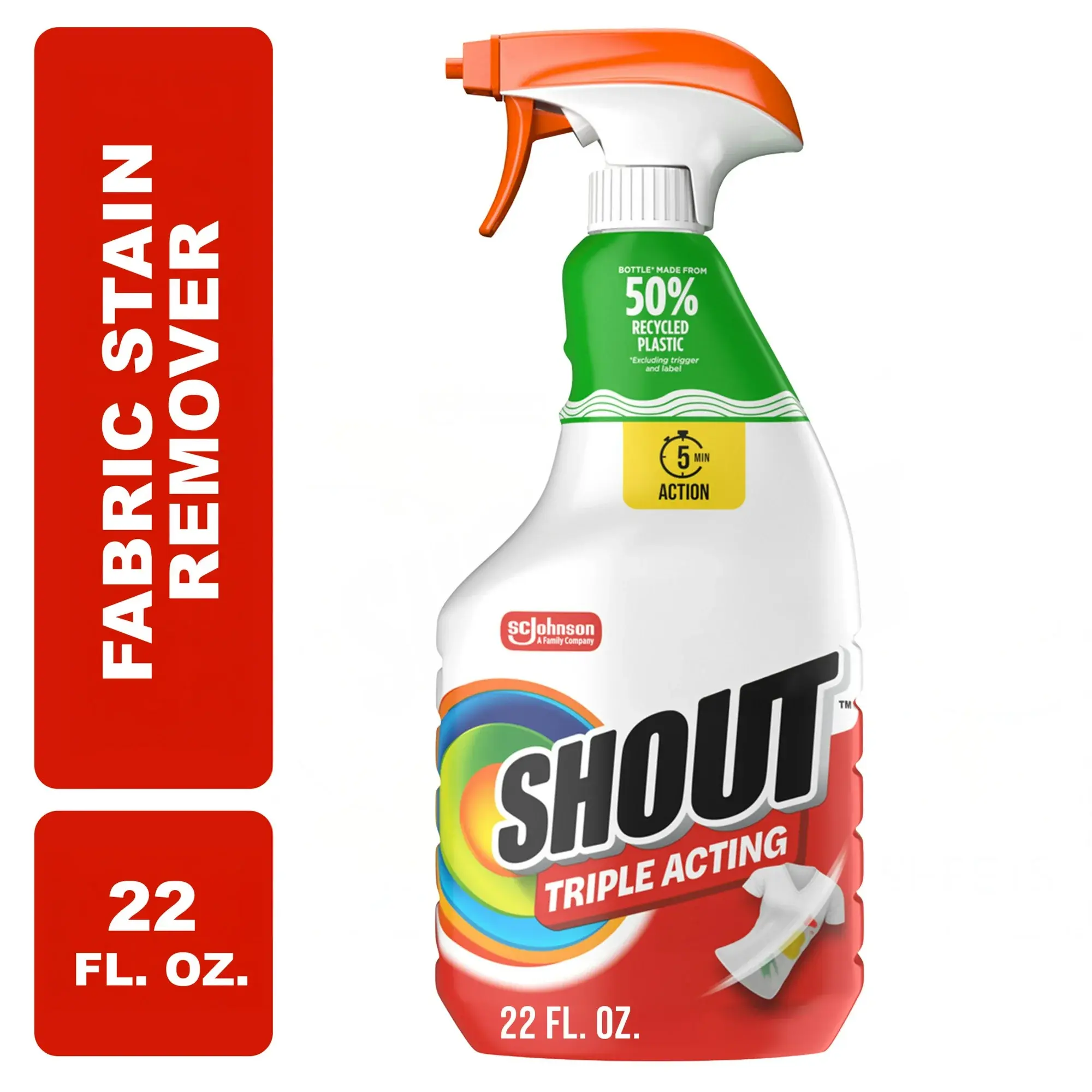 Shout Active Enzyme Laundry Stain Remover Spray, Triple-Acting Formula Clings, P