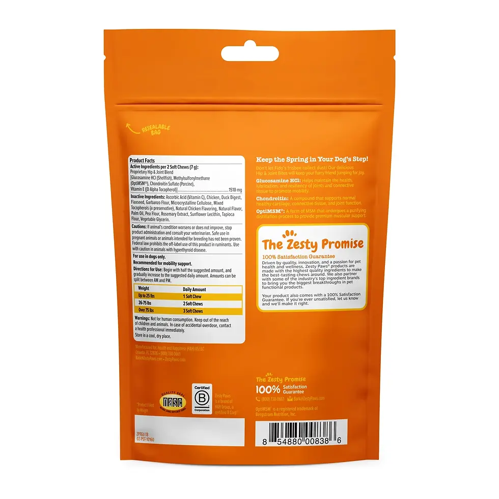 Miniatura: Zesty Paws Hip & Joint Bites Duck Flavor Dog Supplement, 60 Count