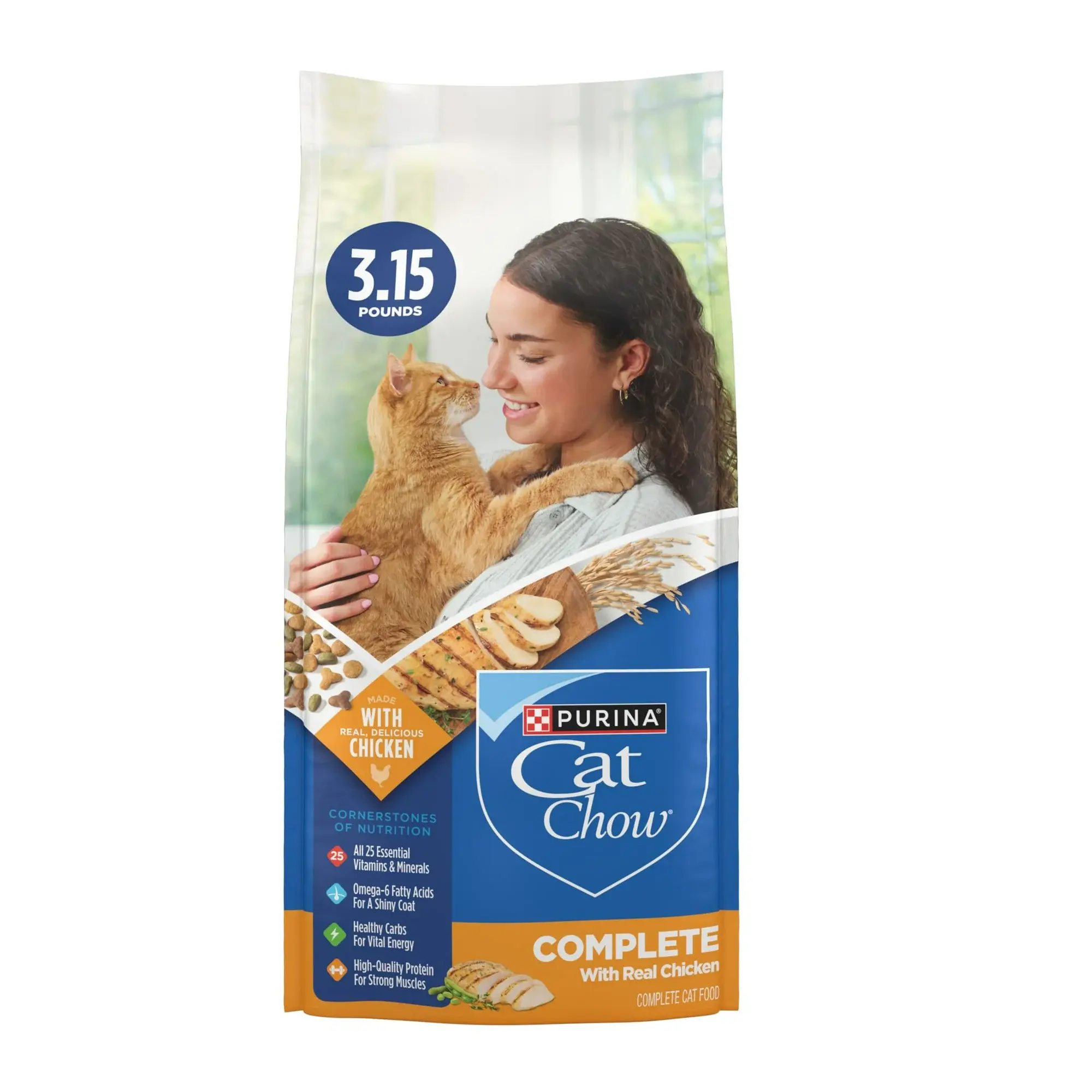Purina Cat Chow Complete High Protein Dry Cat Food with Real Chicken, 3.15 lb Ba