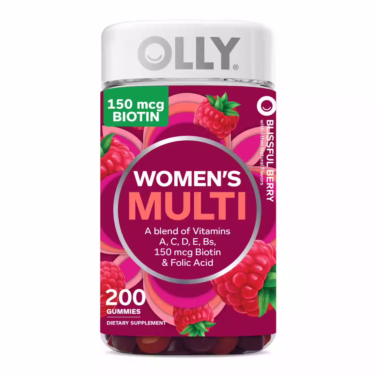 OLLY Women's Multi Vitamin Gummies with Biotin, Blissful Berry (200 ct.)