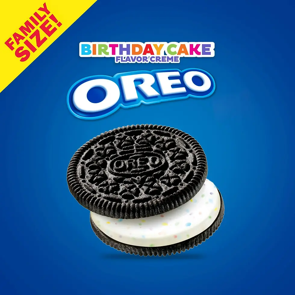 Miniatura: OREO Birthday Cake Creme Chocolate Sandwich Cookies, Family Size, 17 oz