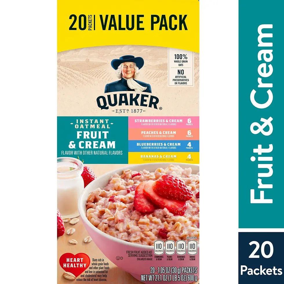 Miniatura: Quaker Instant Oatmeal, Fruit & Cream Variety Pack, 20 Packets