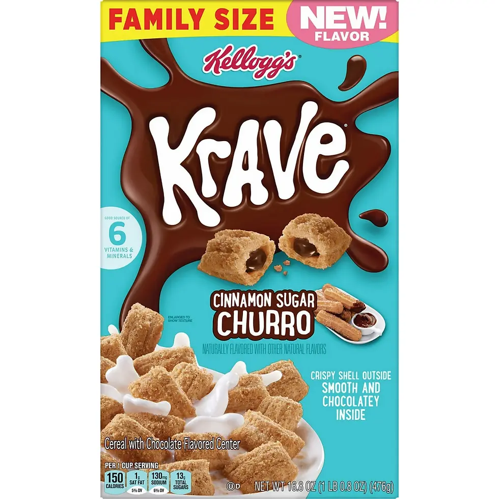 Miniatura: Kellogg's Krave Breakfast Cereal, Breakfast Food, Family Size, Cinnamon Sugar Ch