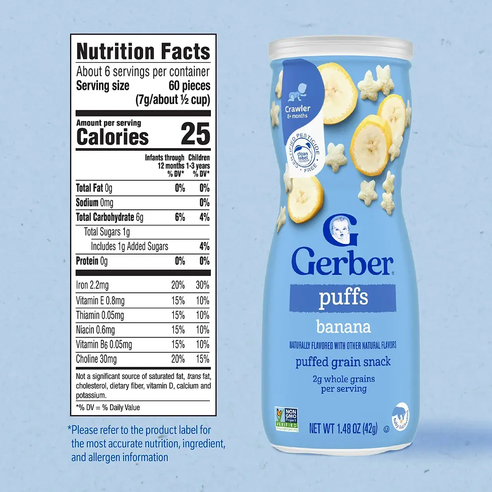 Miniatura: Gerber Stage 3 Baby Snacks, Banana Puffs, Puffed Grain Snack, Baby Led Feeding 1