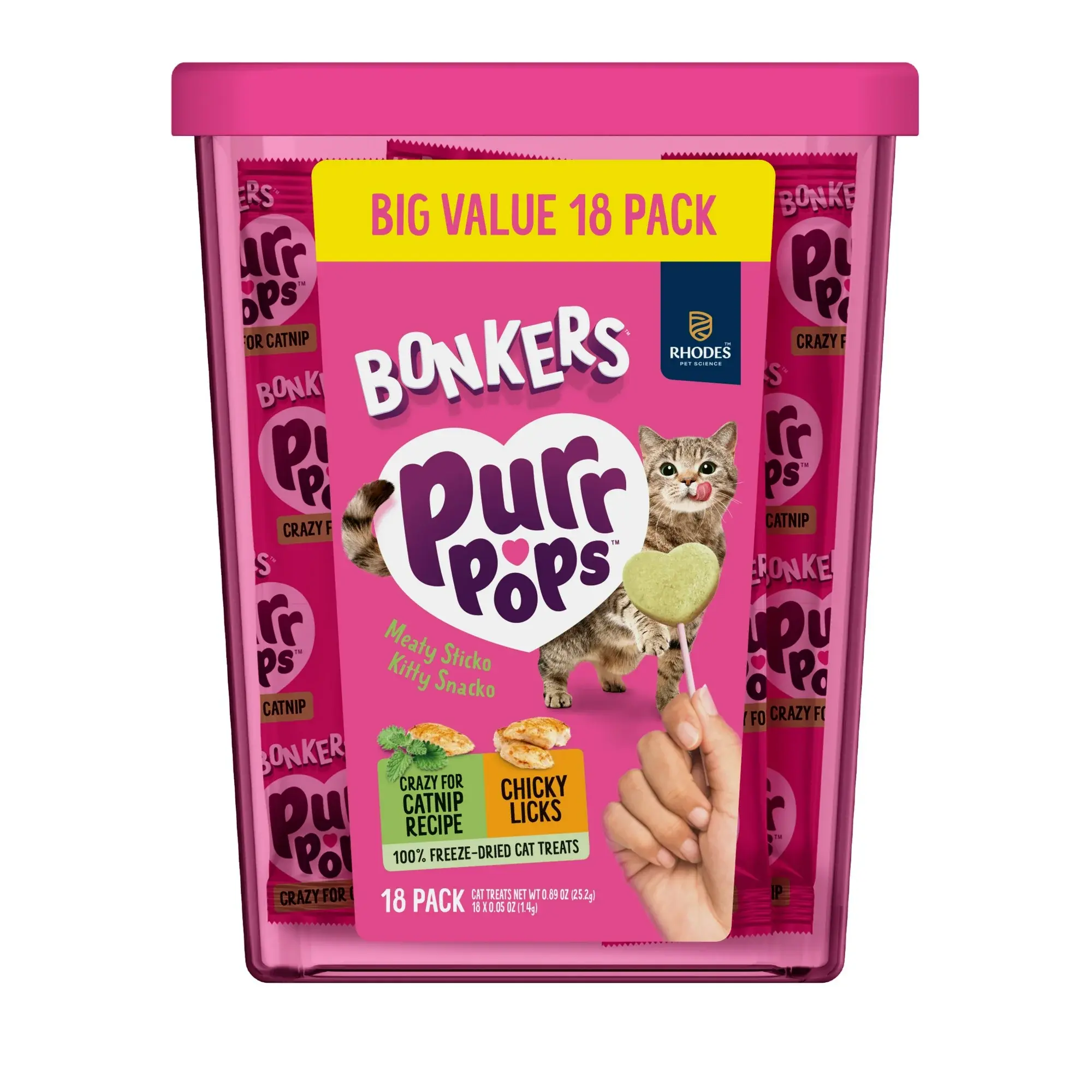 BONKERS Purrpops Freeze-Dried Chicken & Catnip Flavored Lollipop Treats for Cats