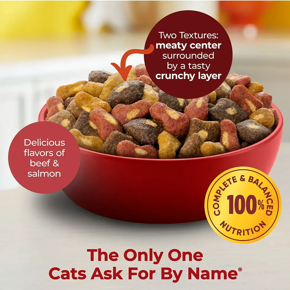 Miniatura: Meow Mix Tender Centers, Basted Bites Beef & Salmon Flavors, Dry Cat Food, 14.2