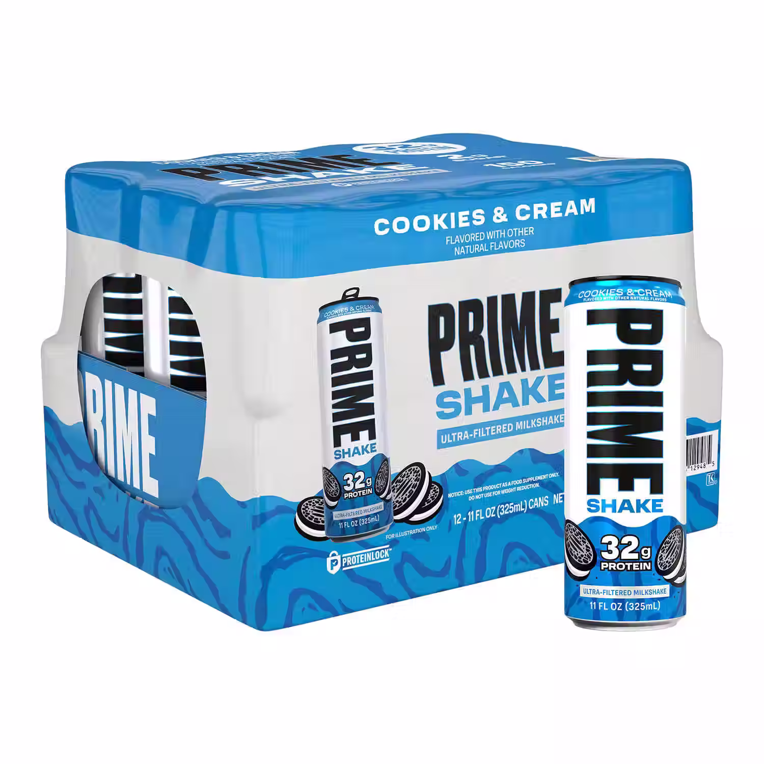 Prime 32g Protein Ultra-Filtered Milk Shake, Cookies and Cream, 11 fl. oz., 12 p