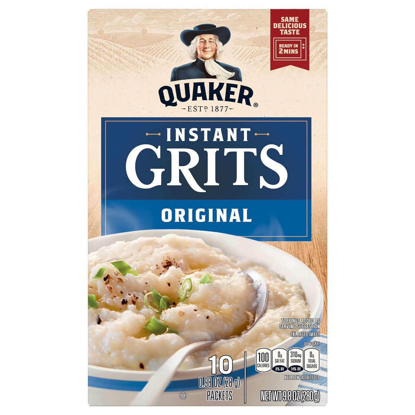 Quaker Instant Grits, Regular, 0.98oz Packets, 10 Pack