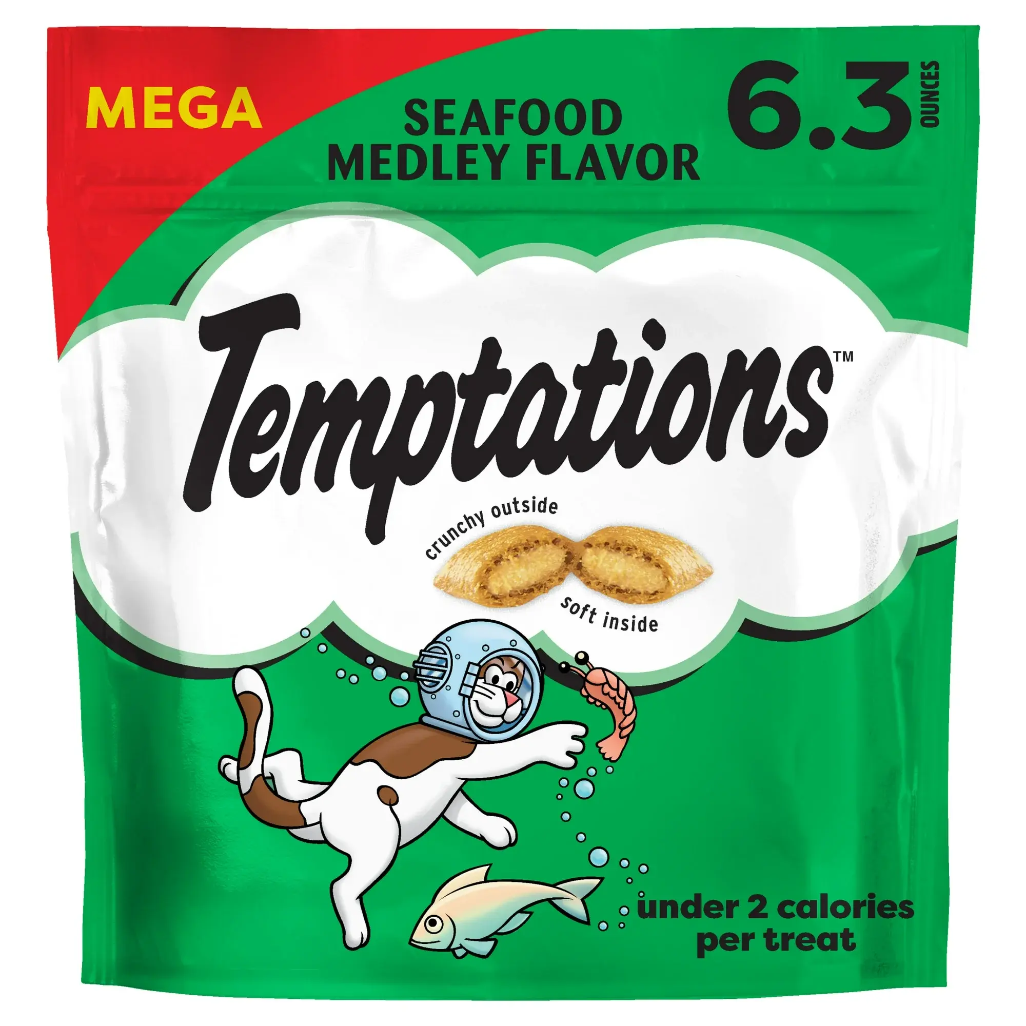 Temptations Classic Seafood Medley Flavor Crunchy And Soft Treats For Cats, 6.3