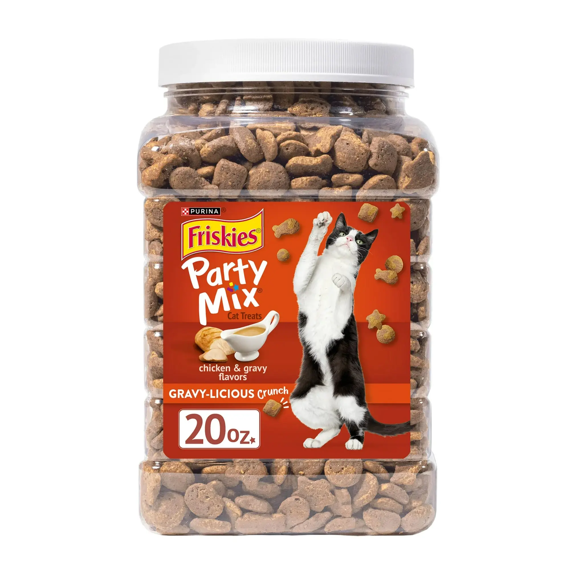 Purina Friskies Cat Treats, Party Mix Gravy-licious Crunch Chicken and Gravy Fla