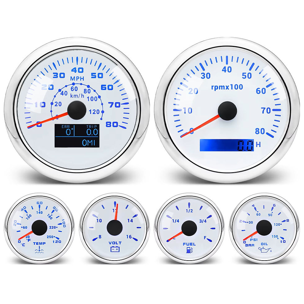 Thumbnail: 7 Gauge Set + Sensor 85MM GPS Speedometer 8k Tachometer + 52MM Trim Gauge Water