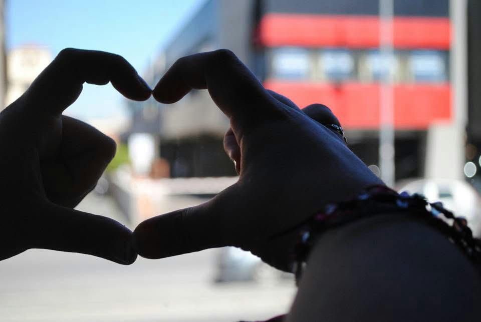 Un corazón desde un autobús en Italia.