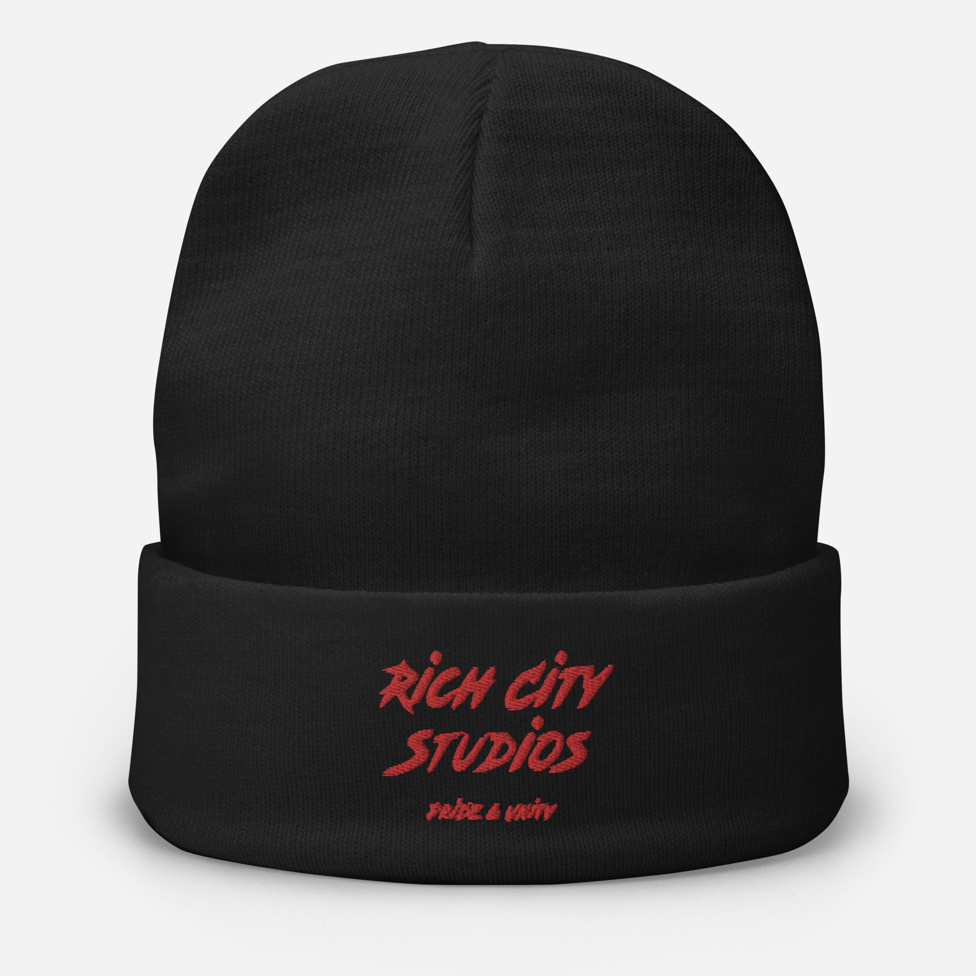 Embroidered Beanie With Red Letters
