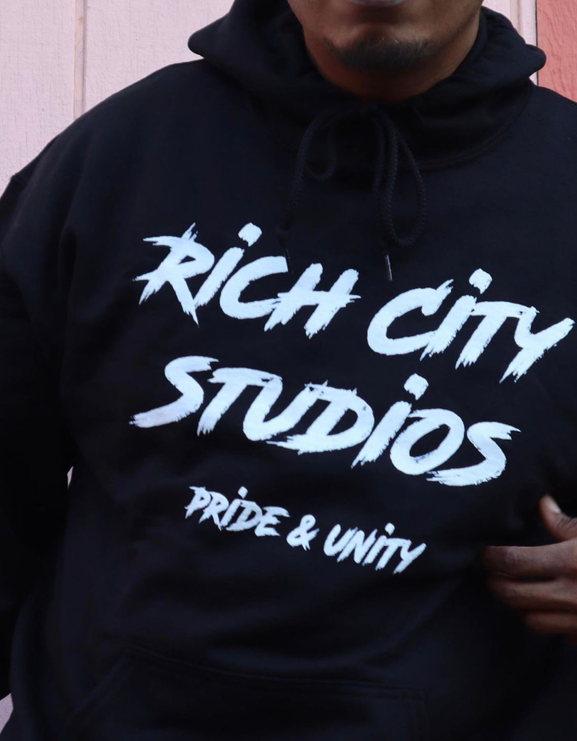 Classic Rich City Studios Black Hoodie (White Letters)