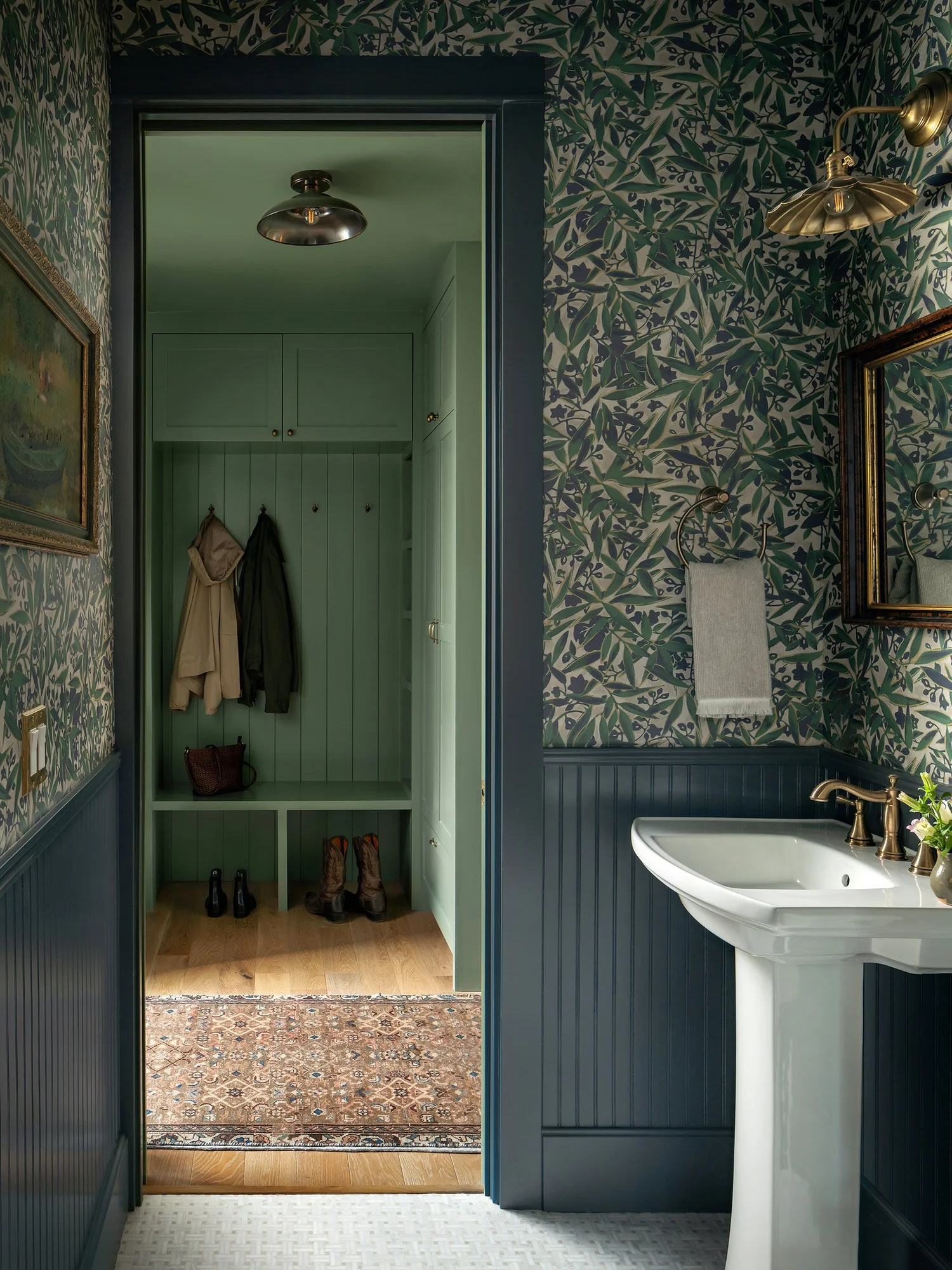 Blue and bright green modern bathroom featuring design trends of 2026