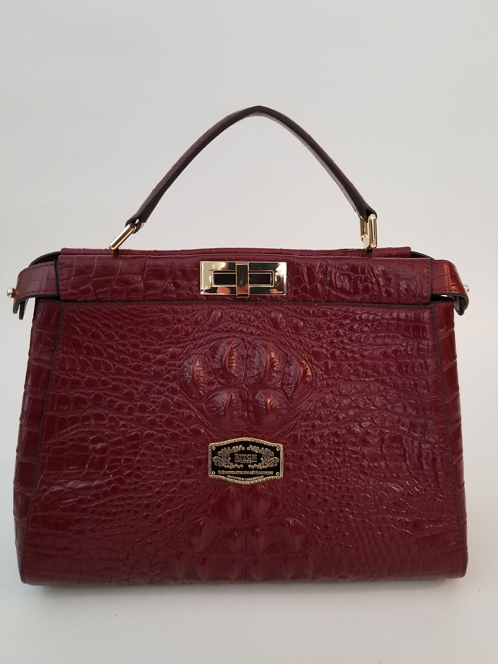 Thumbnail: Mia Croc Embossed Leather Medium Top Handle