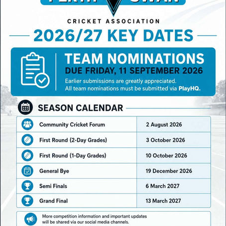 2026/2027 Season - Key Dates