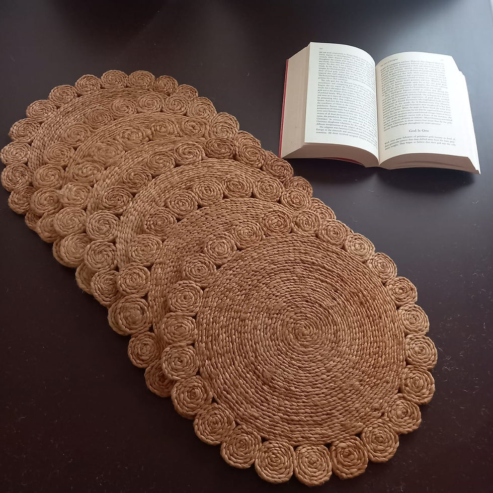 jute round placemat with an elegant design for your table decor