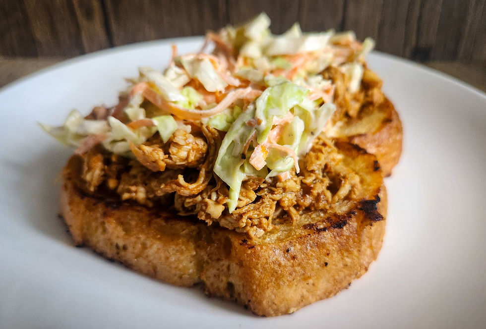 BBQ Shredded Chicken & Coleslaw Toast