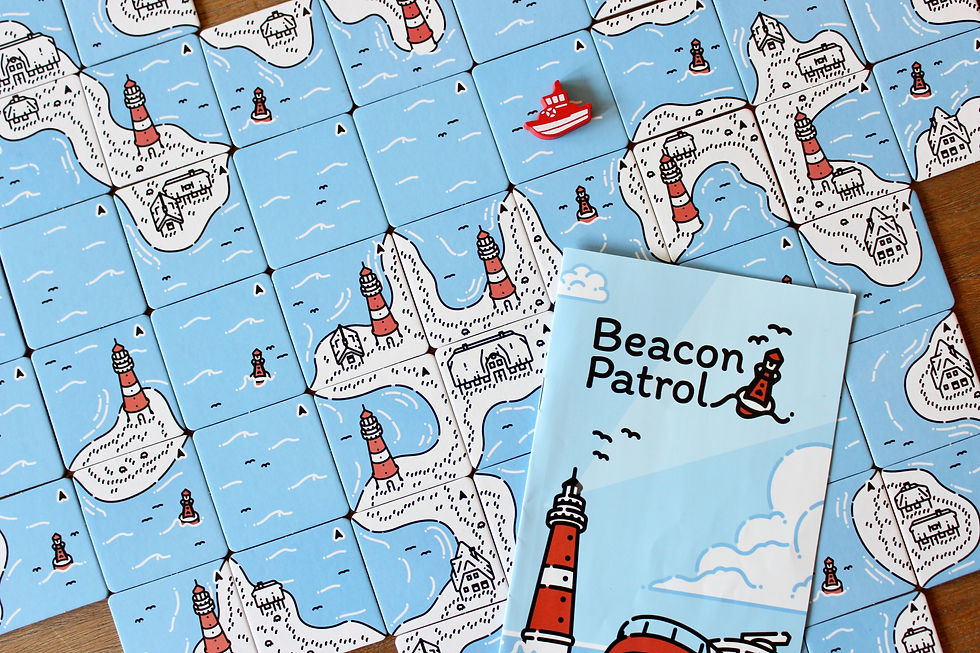 Beacon Patrol board game tiles cozy game rulebook north sea exploration game