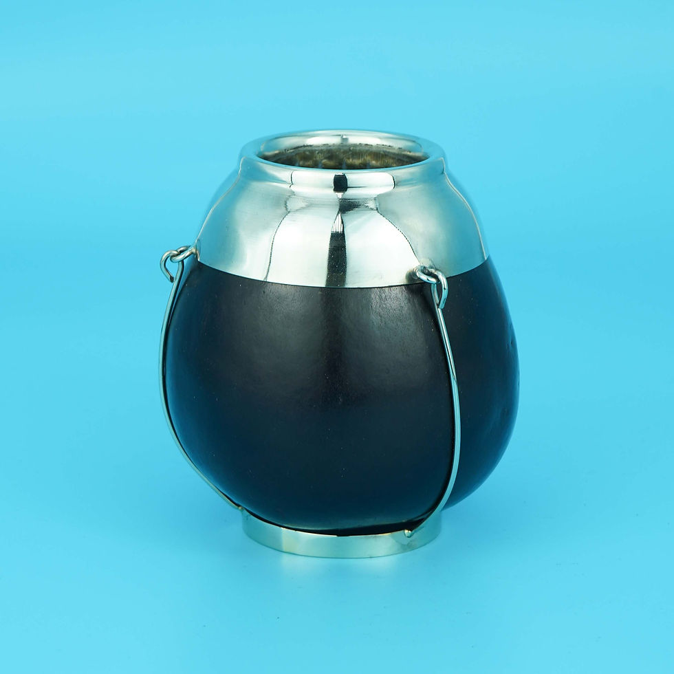 Thumbnail: 葫蘆瑪黛茶杯(鎳銀圖案裝飾帶底座) Mate Gourd Cup With Nickel Silver Decorative #MCUP022