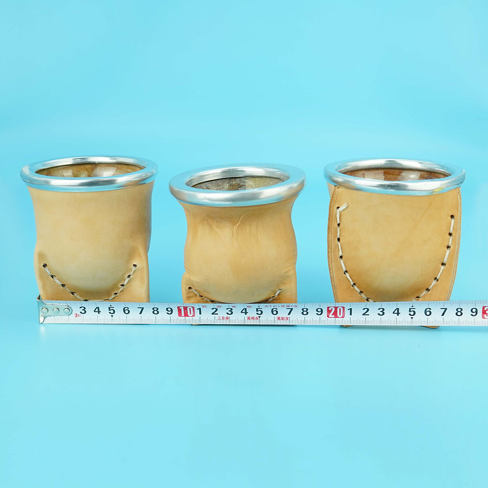 Thumbnail: 淺棕色皮革玻璃瑪黛茶杯 Mate Made Of Glass Covered With Light Brown Leather #MCUP007