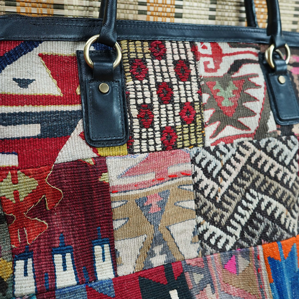 Thumbnail: 土耳其Kilim地氈真皮袋(大袋)#KILIM003
