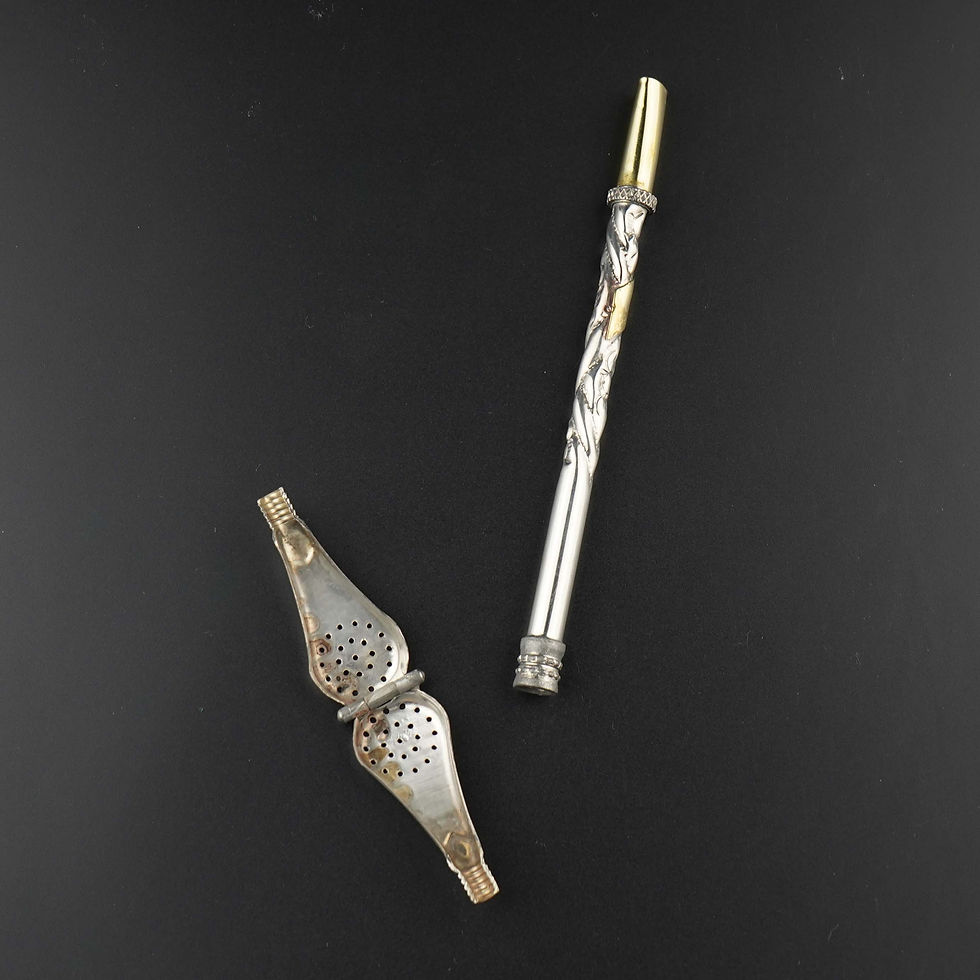Thumbnail: 鎳銀曲款吸管(鍍18K金) Straw In Nickel Silver Curve With Golden Details 18K #BOM014