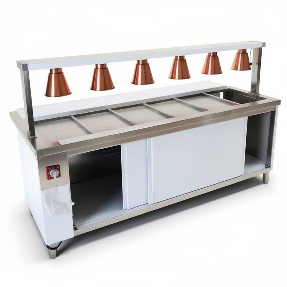 Commercial Bain Marie Food Warmer With Lamps - 1900mm x 700mm x 900mmH