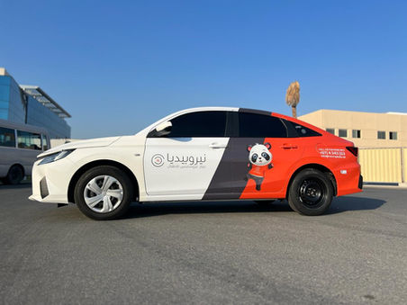 Image of a vehicle showcasing Neuro Pedia branding, featuring dynamic and attention-grabbing designs that reflect the brand identity.
