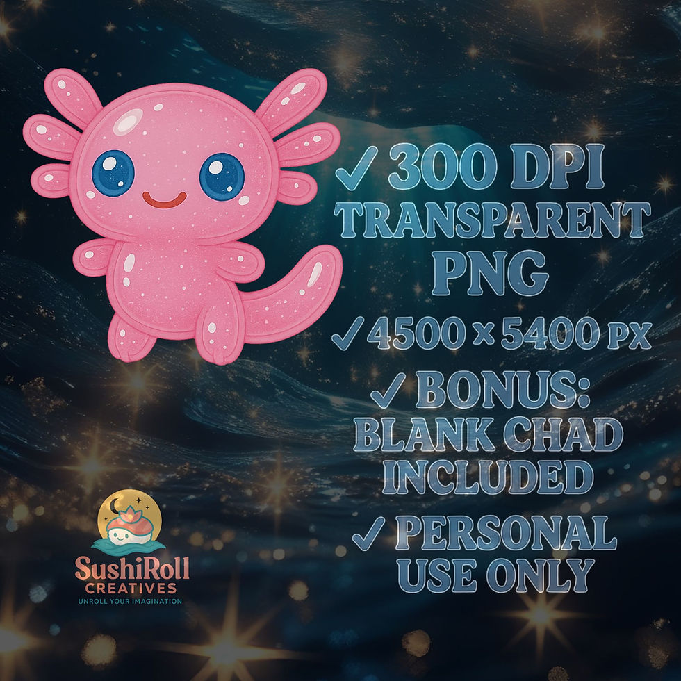 Glitter Gellies Pink Axolotl PNG digital download, 300 DPI transparent background, includes bonus PNG, personal use only