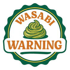 Funny 'Wasabi Warning' PNG with cartoon wasabi swirl for crafting