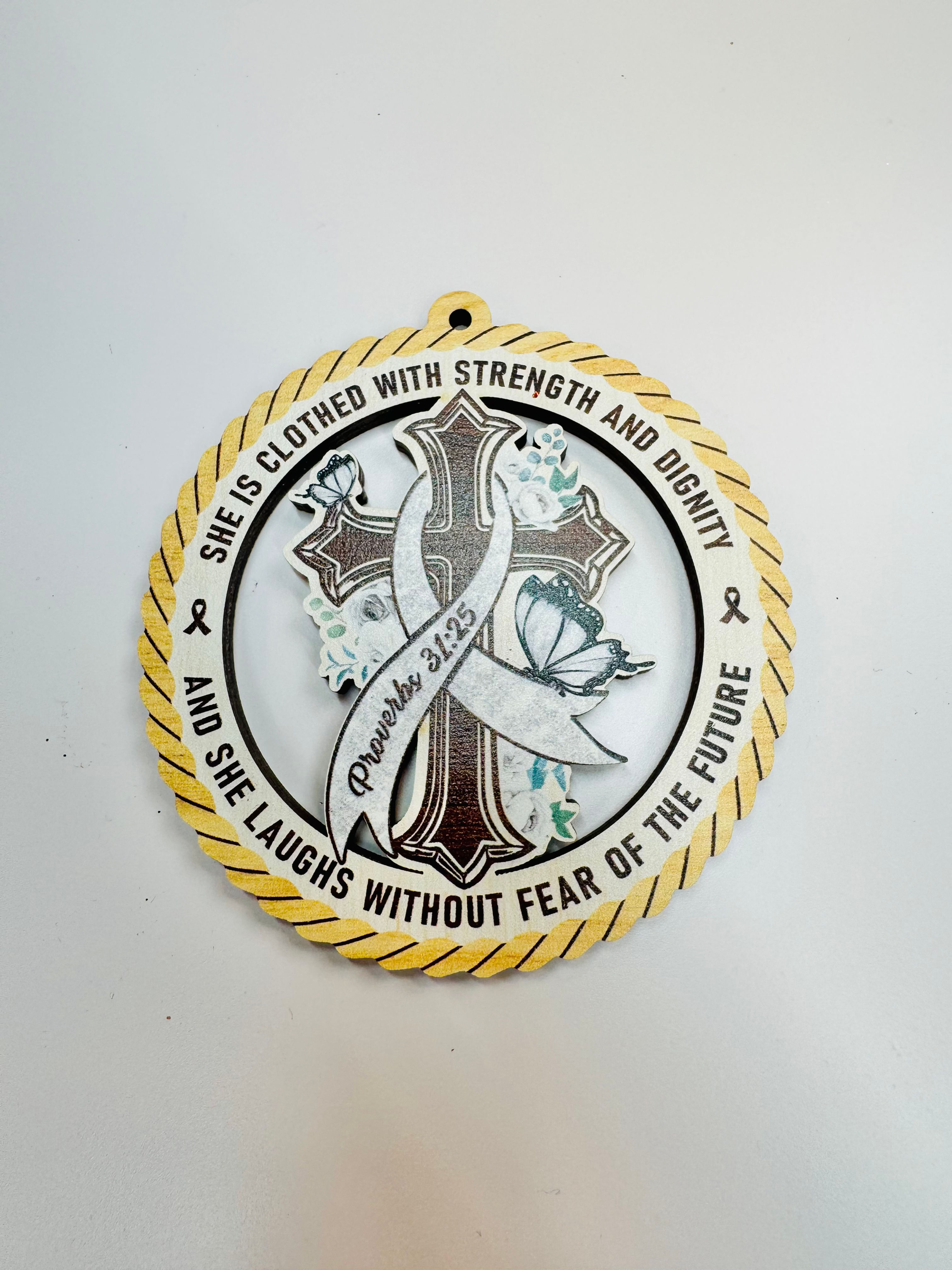 Cancer Awareness Wooden Ornament