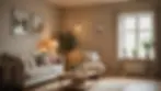 Eye-level view of a peaceful indoor corner with soft lighting and soothing decor