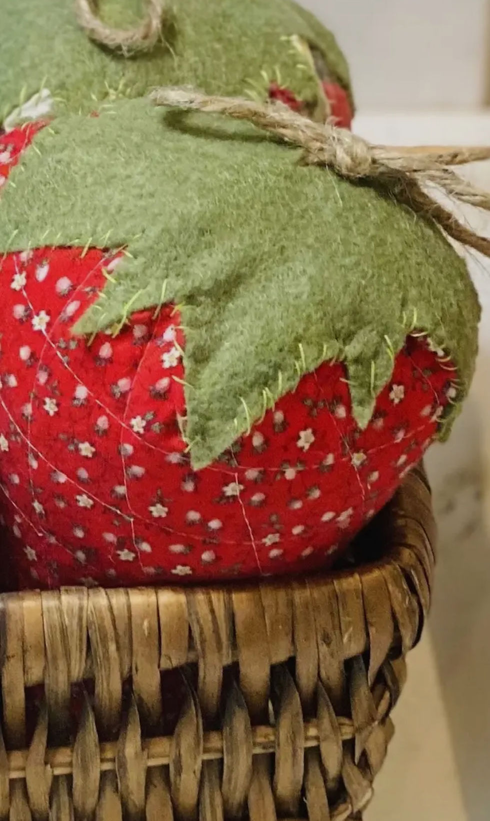 Thumbnail: Large Handmade Vintage Fabric Strawberry