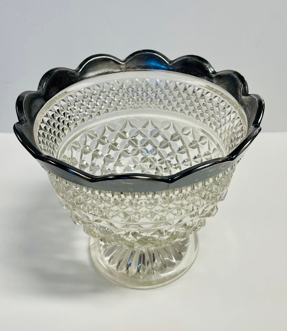 GF100 Indiana Glass Wexford Diamond Point Cut Glass Pedestal Compote