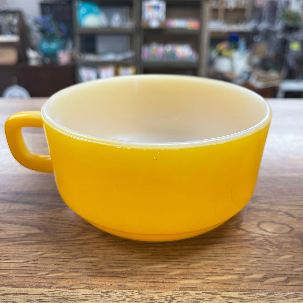 Thumbnail: DM100 Vintage Fire King Yellow Gold White Handled Soup Bowls EACH